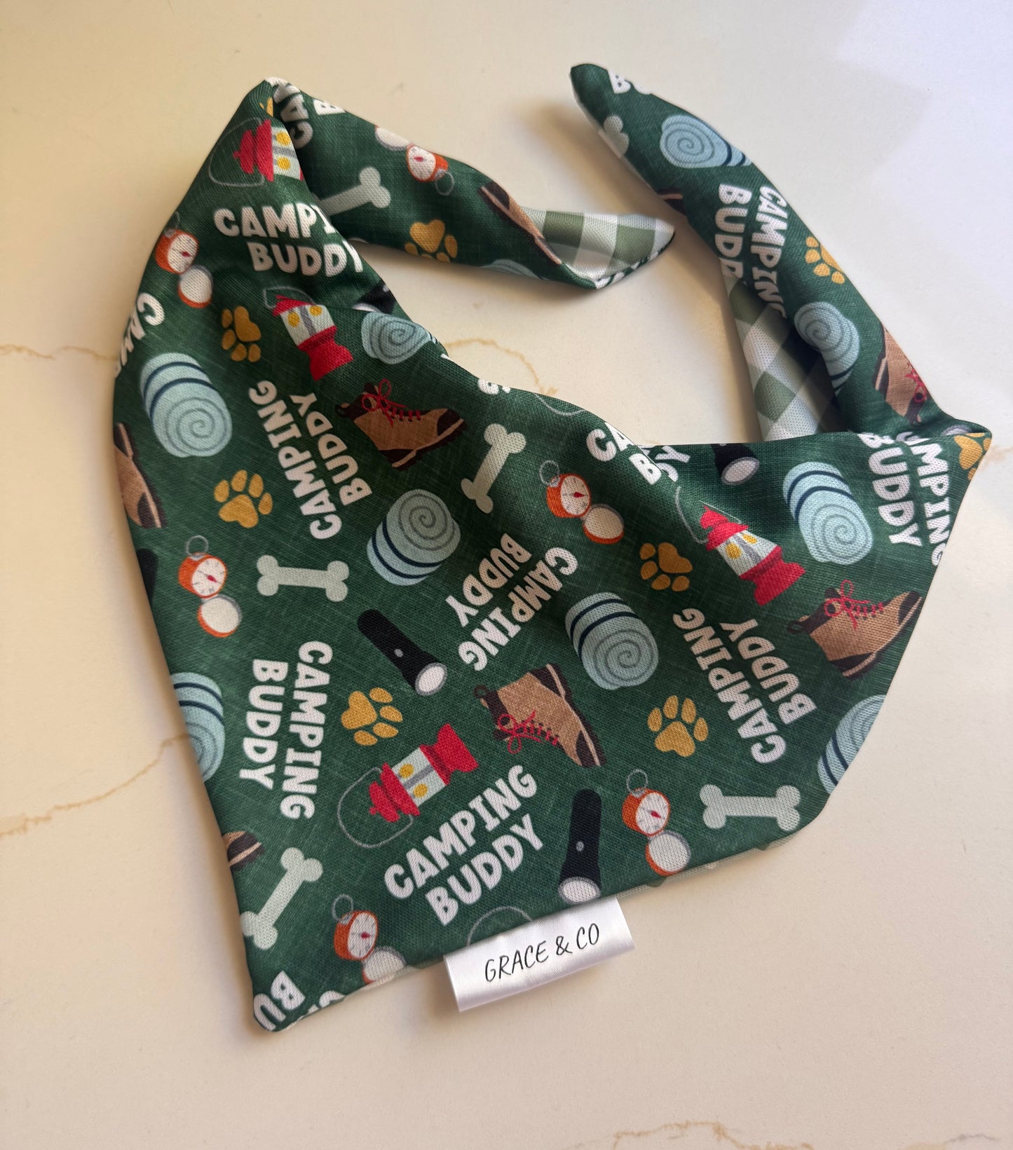 Camping Buddy: 2 in 1, Water Resistant Dog Bandana