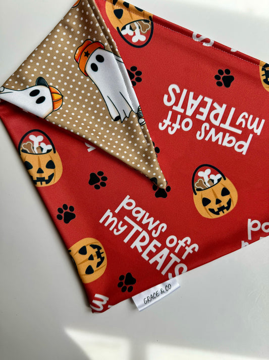 Paws Off My Treats; 2 in 1 Halloween Dog Bandana