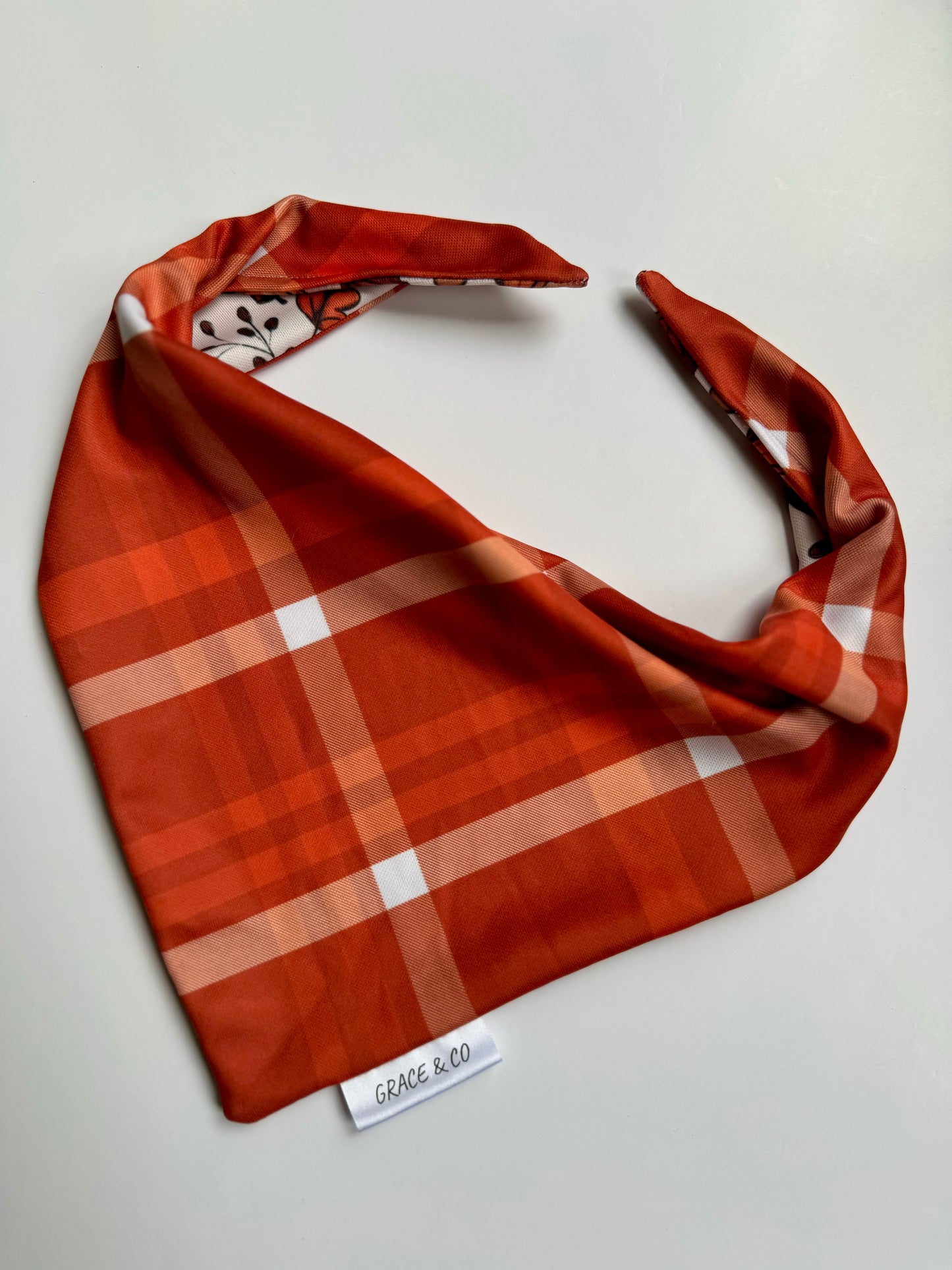 Autumn Leaves & Acorns; 2 in 1 Double Sided Dog Bandana; water resistant