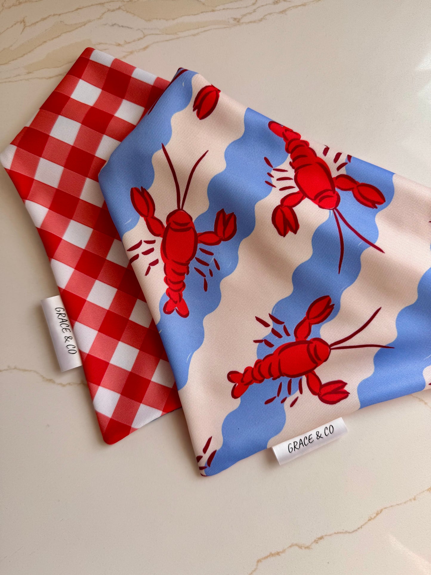 Lobster Love: 2 in 1, Water Resistant Dog Bandana