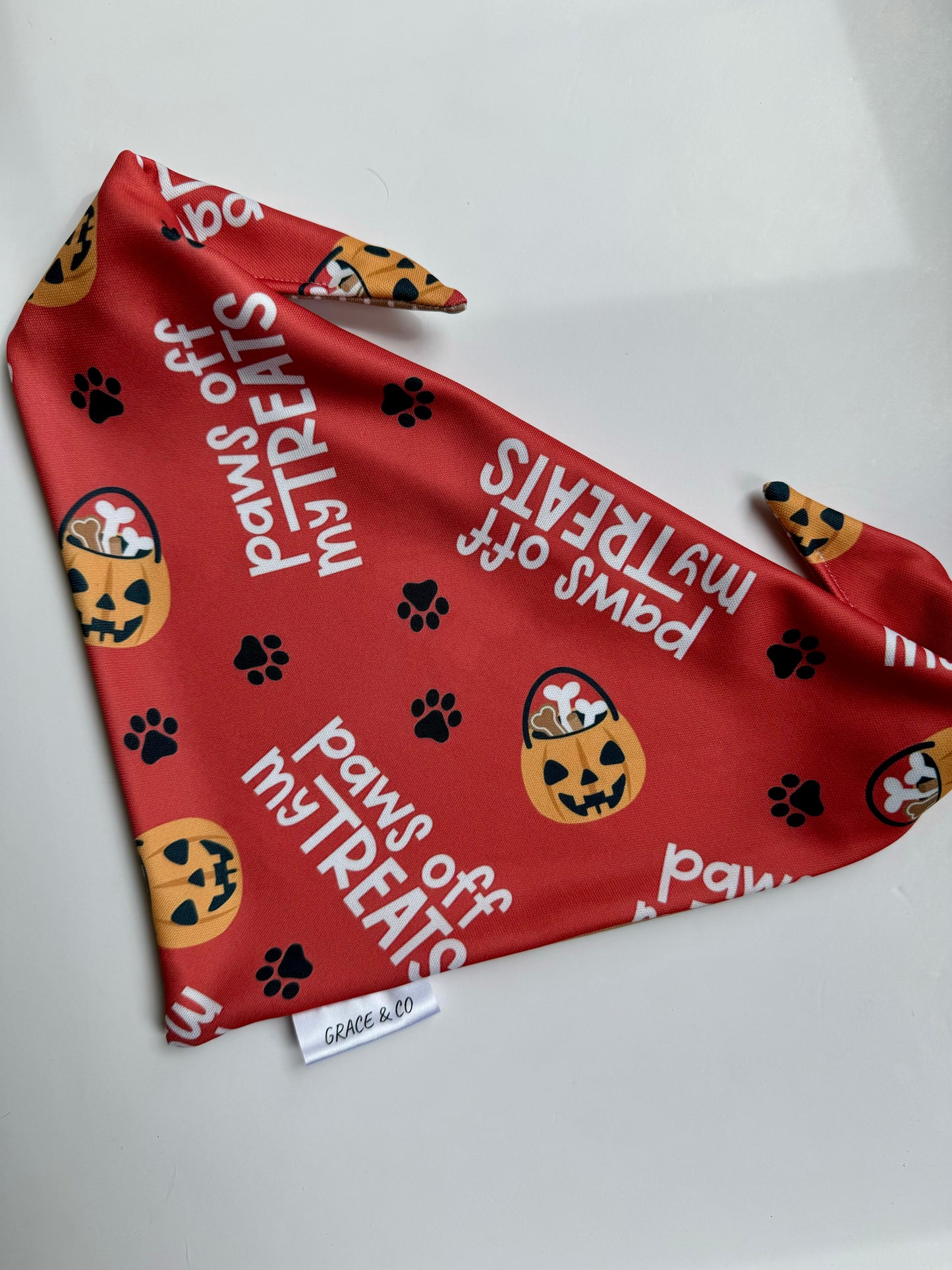 Paws Off My Treats; 2 in 1 Halloween Dog Bandana