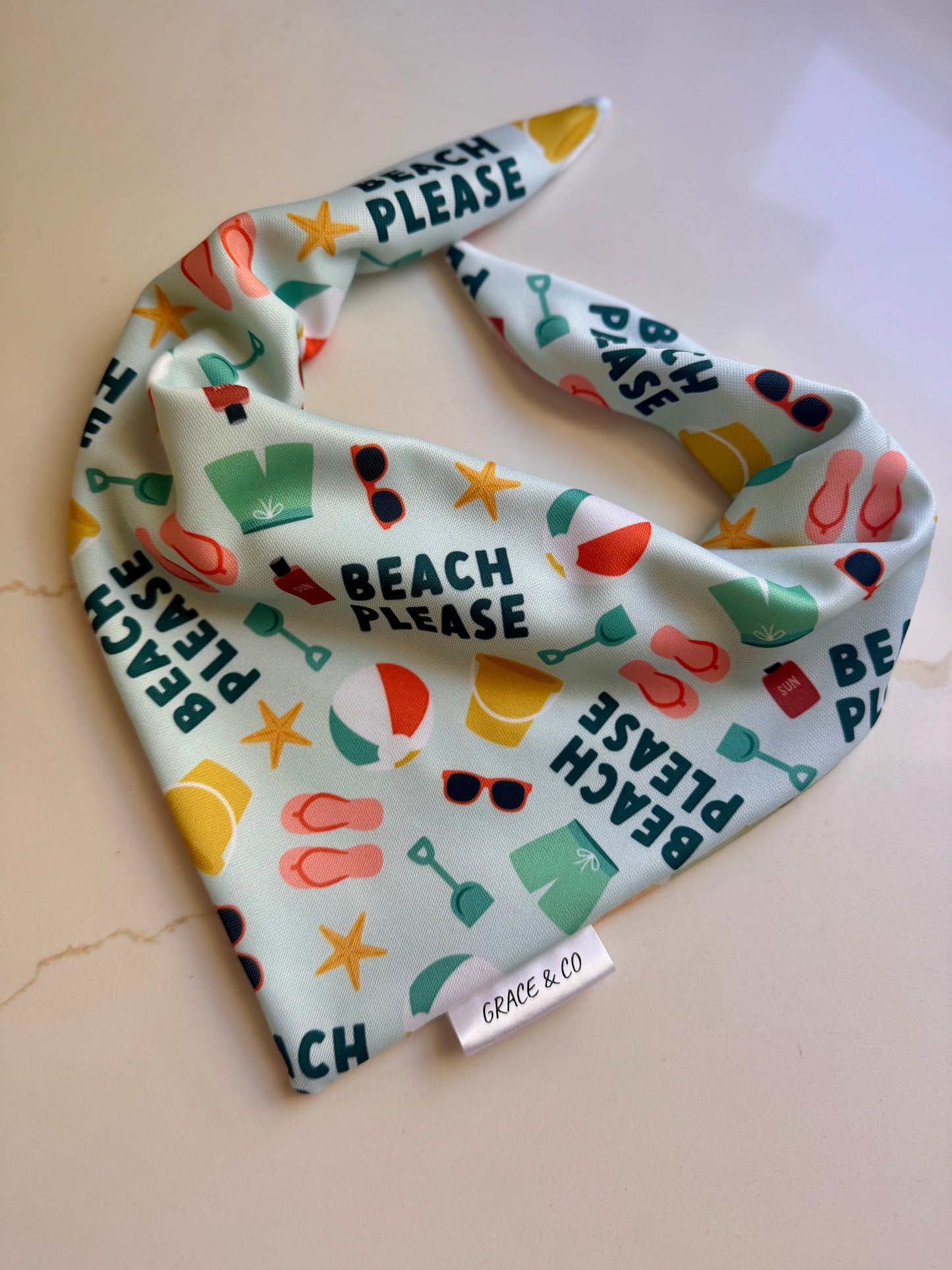 Beach Please: 2 in 1, Water Resistant Dog Bandana