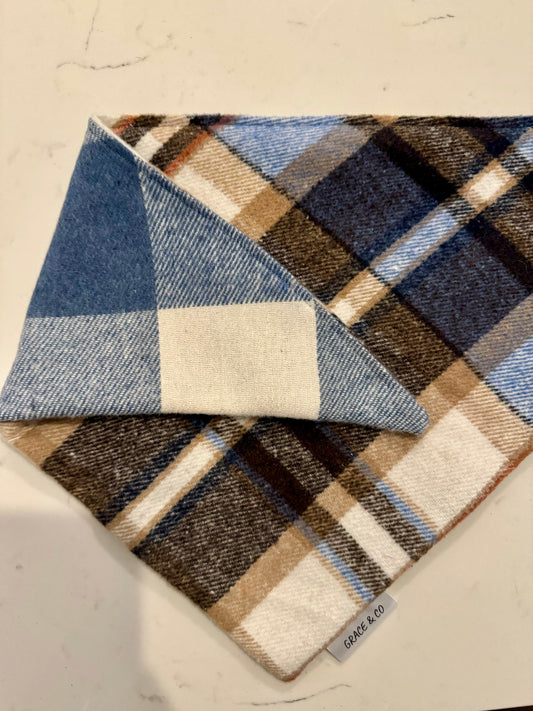 Double Sided Flannel Plaid Bandana