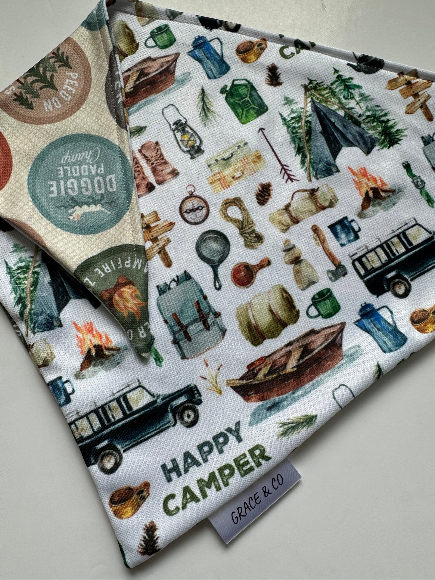 Happy Camper; 2 in 1 Dog Bandana