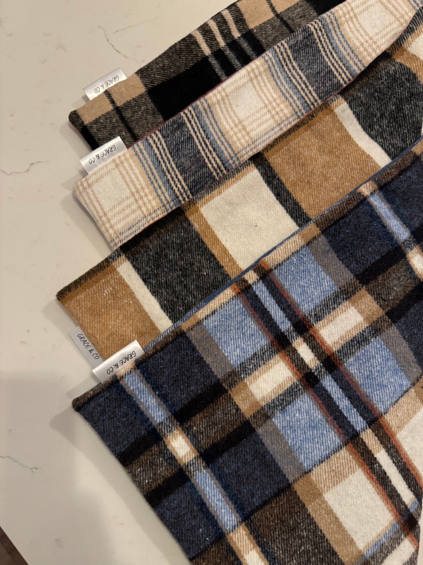 Double Sided Flannel Plaid Bandana