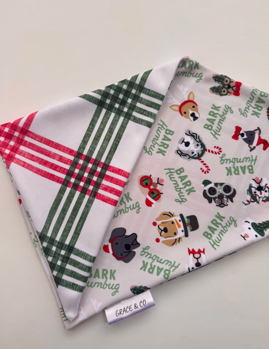 Bark Humbug: 2 in 1, double sided dog bandana