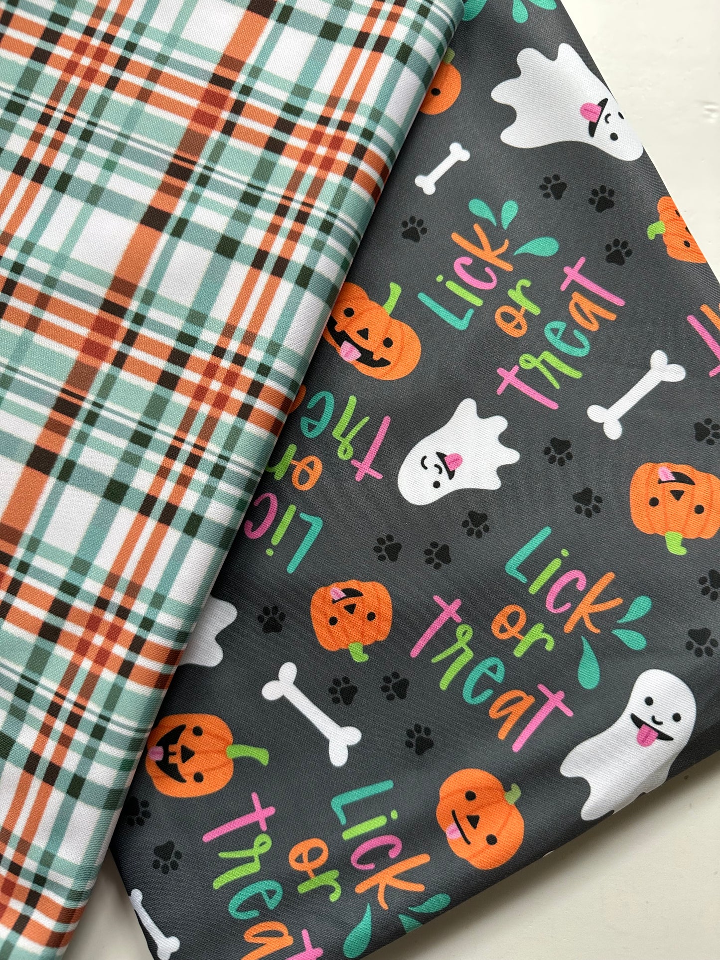 Lick or Treat; 2 in 1 Double Sided Halloween Dog Bandana