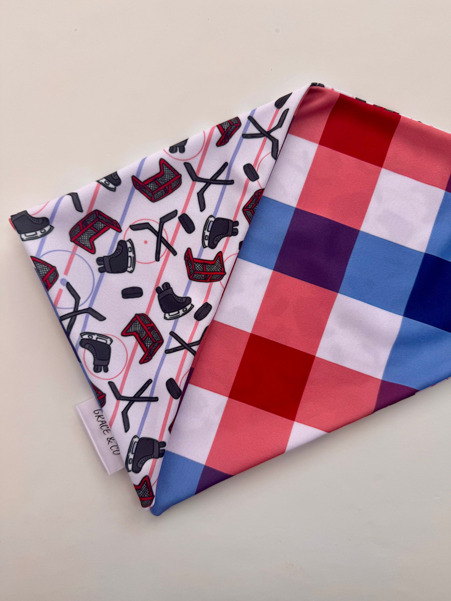 Hockey Season: 2 in 1, double sided dog bandana