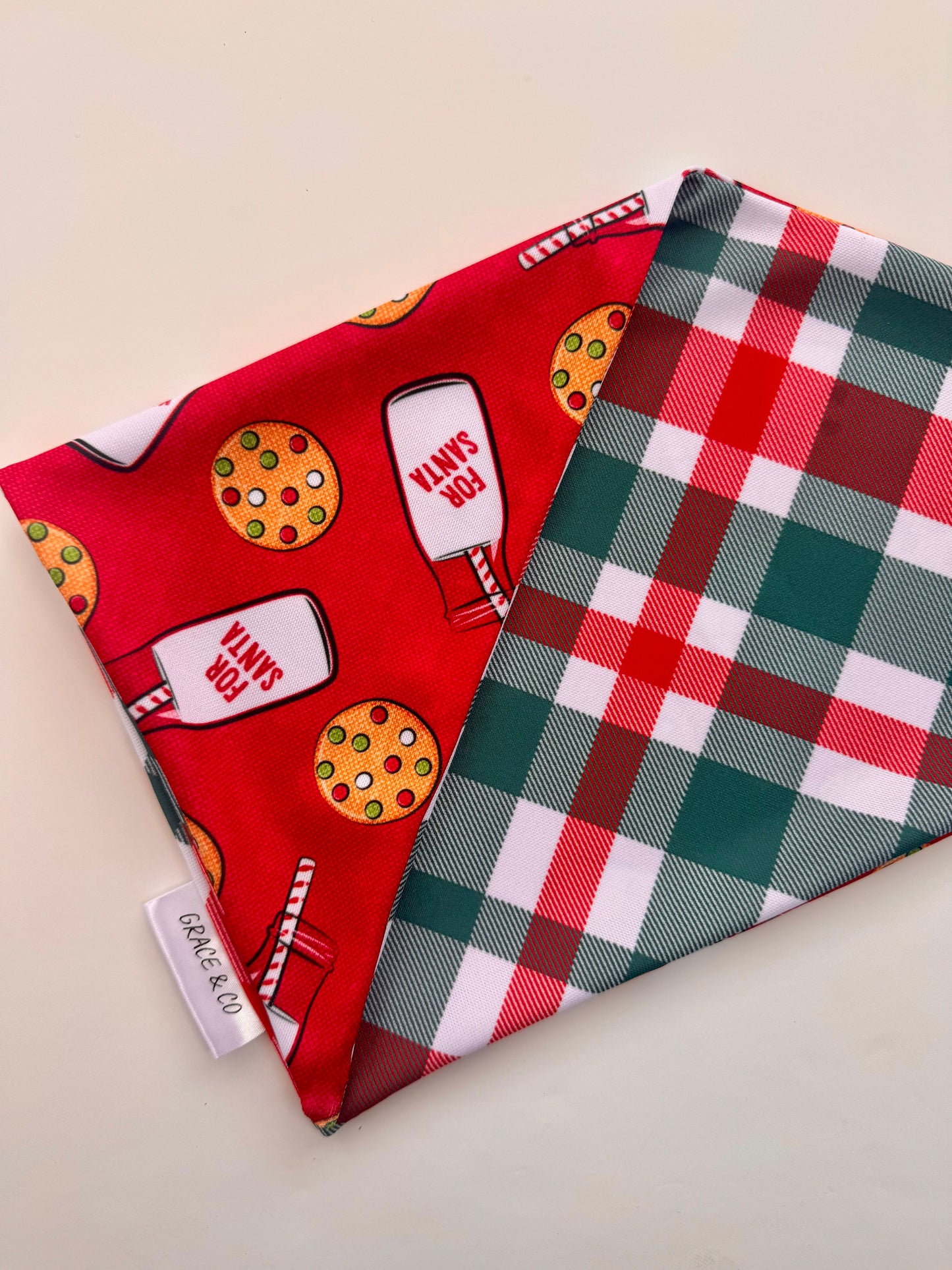 Milk & Cookies For Santa: 2 in 1, double sided dog bandana