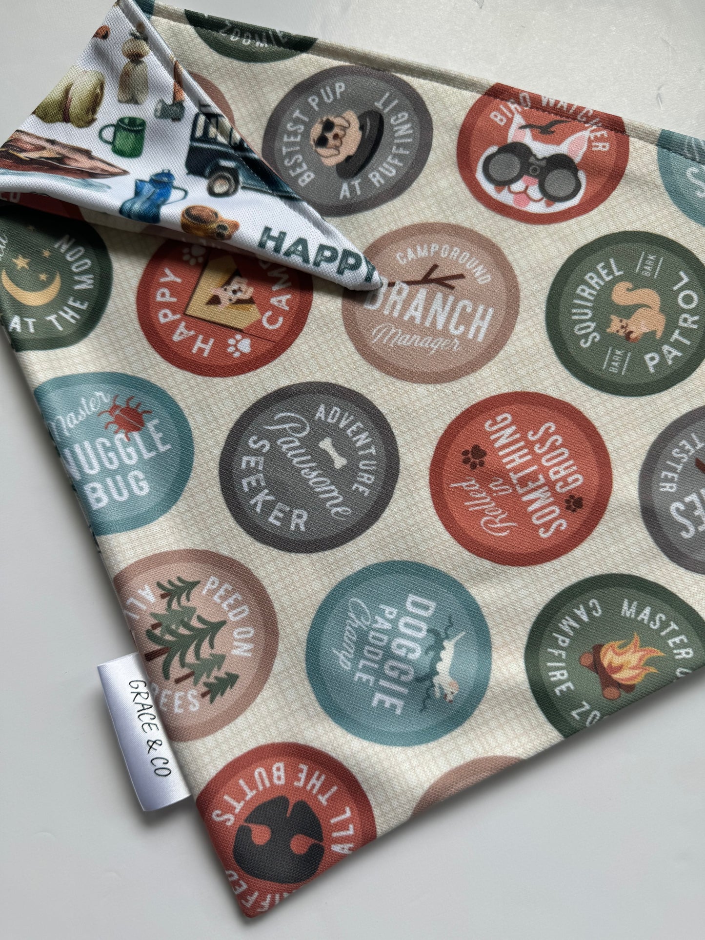 Happy Camper; 2 in 1 Dog Bandana