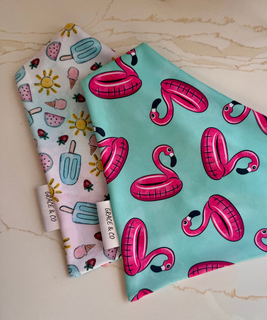 Summer Flamingos: 2 in 1, Water Resistant Pup Bandana