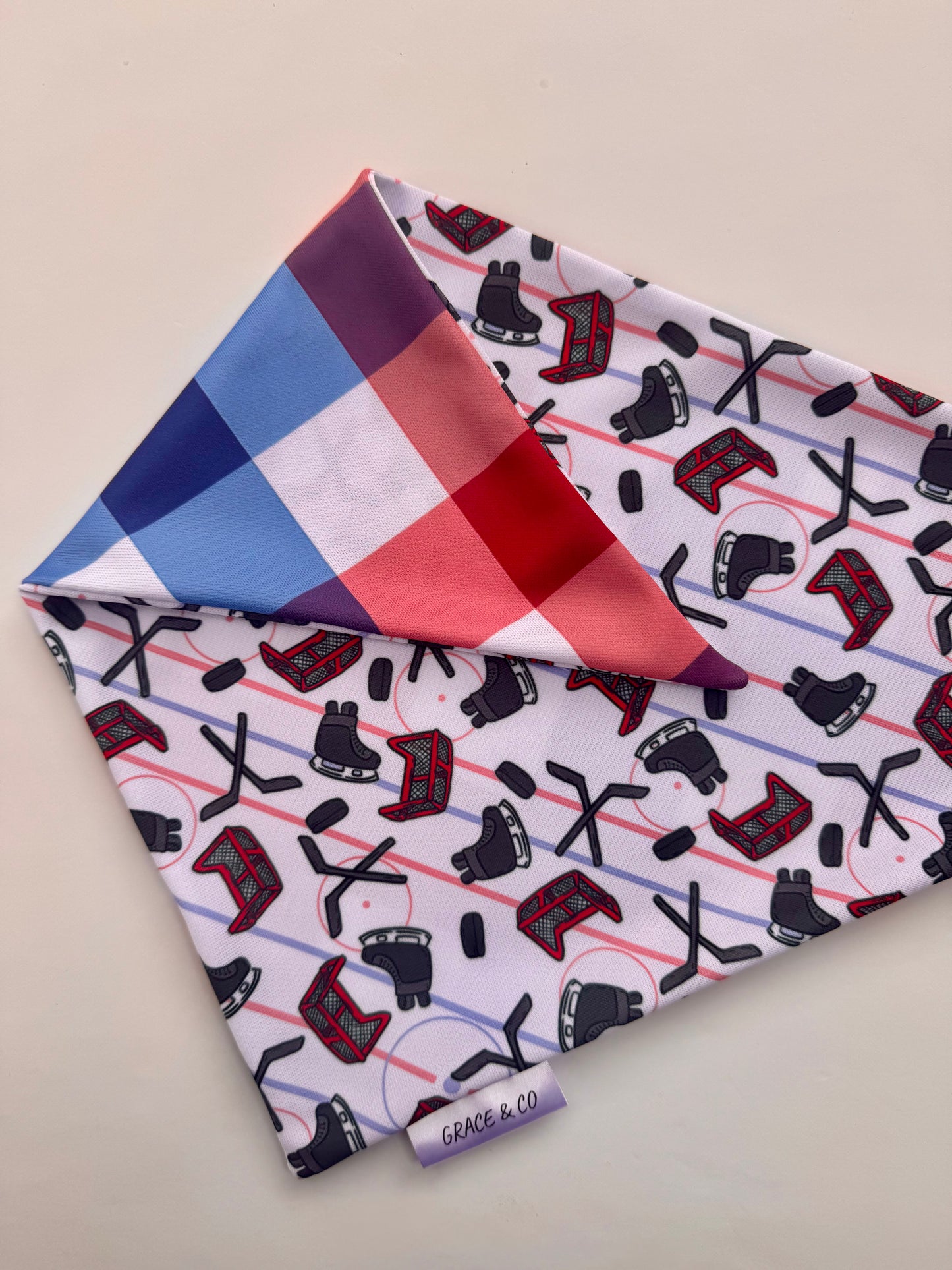 Hockey Season: 2 in 1, double sided dog bandana