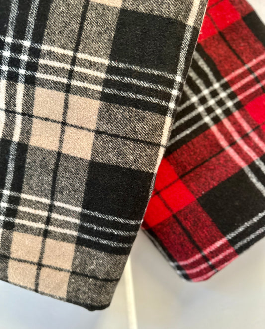 Red & Brown Cozy Flannel Christmas Plaid, Dog Bandana