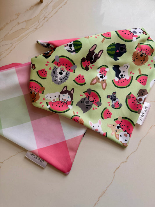 Watermelon Pups: 2 in 1, Water Resistant Dog Bandana