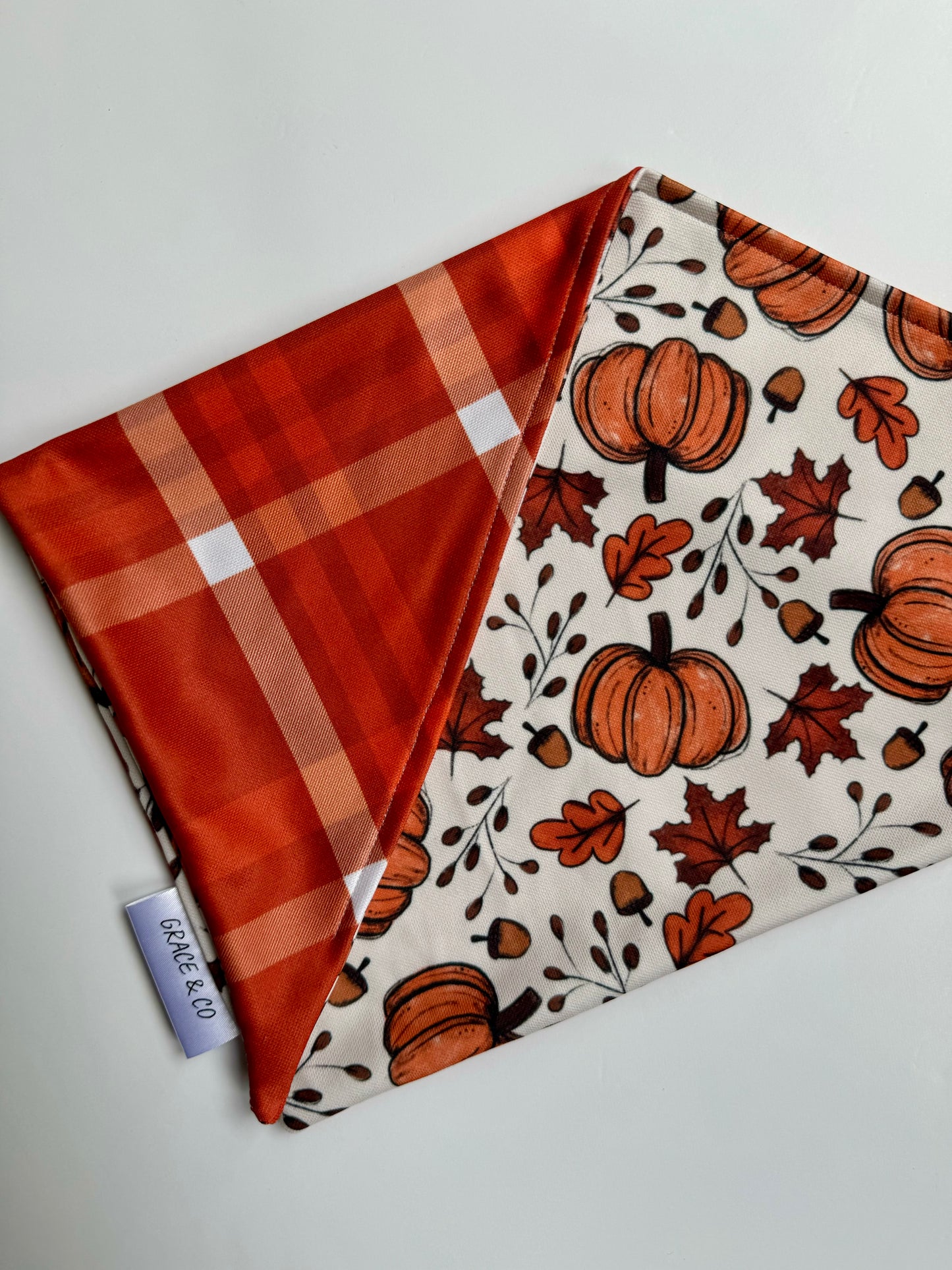 Autumn Leaves & Acorns; 2 in 1 Double Sided Dog Bandana; water resistant