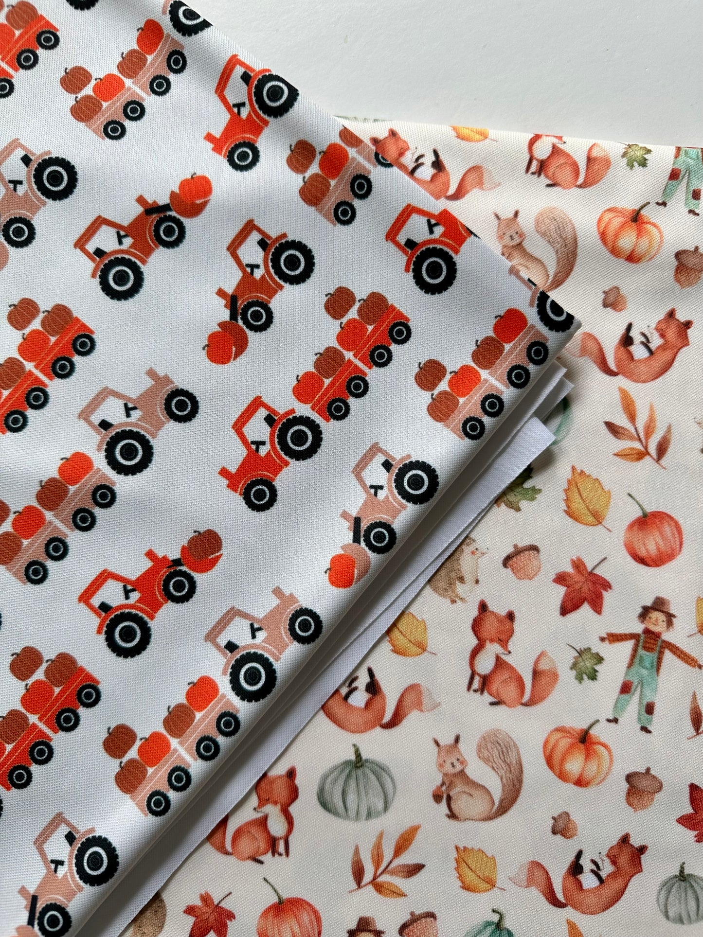 Fall Critters & Tractors; 2 in 1, Double sided pup Bandana