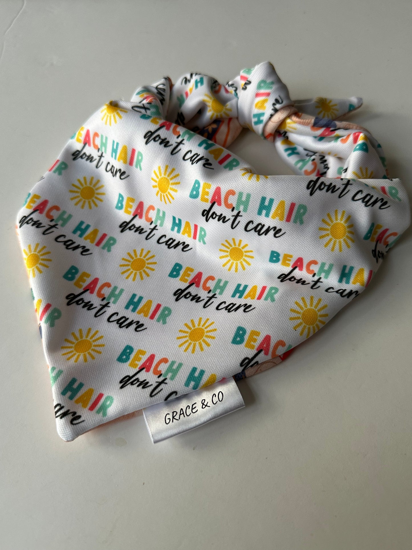 Beach Hair Don’t Care, 2 in 1 dog bandana: water resistant