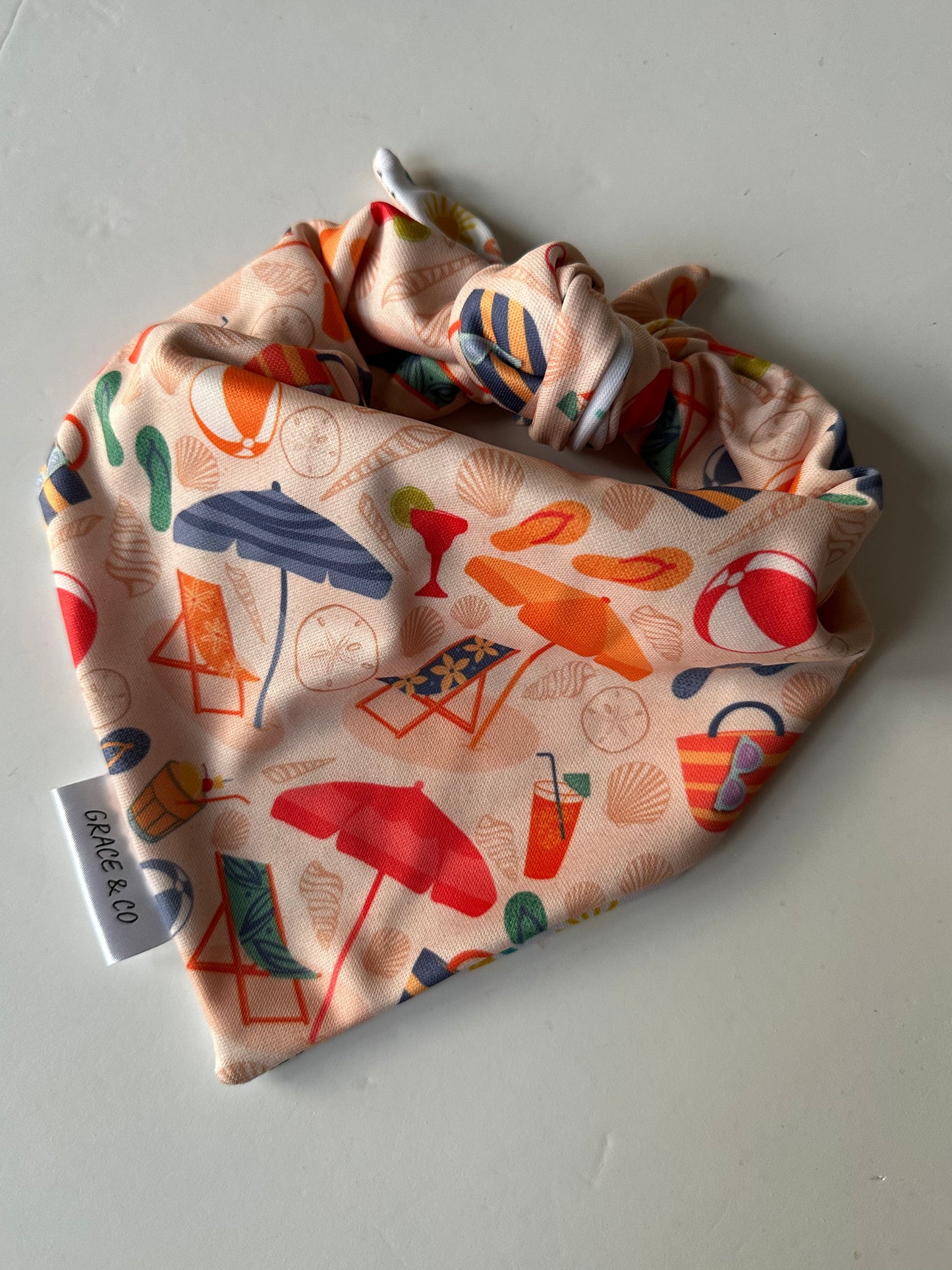 Beach Hair Don’t Care, 2 in 1 dog bandana: water resistant