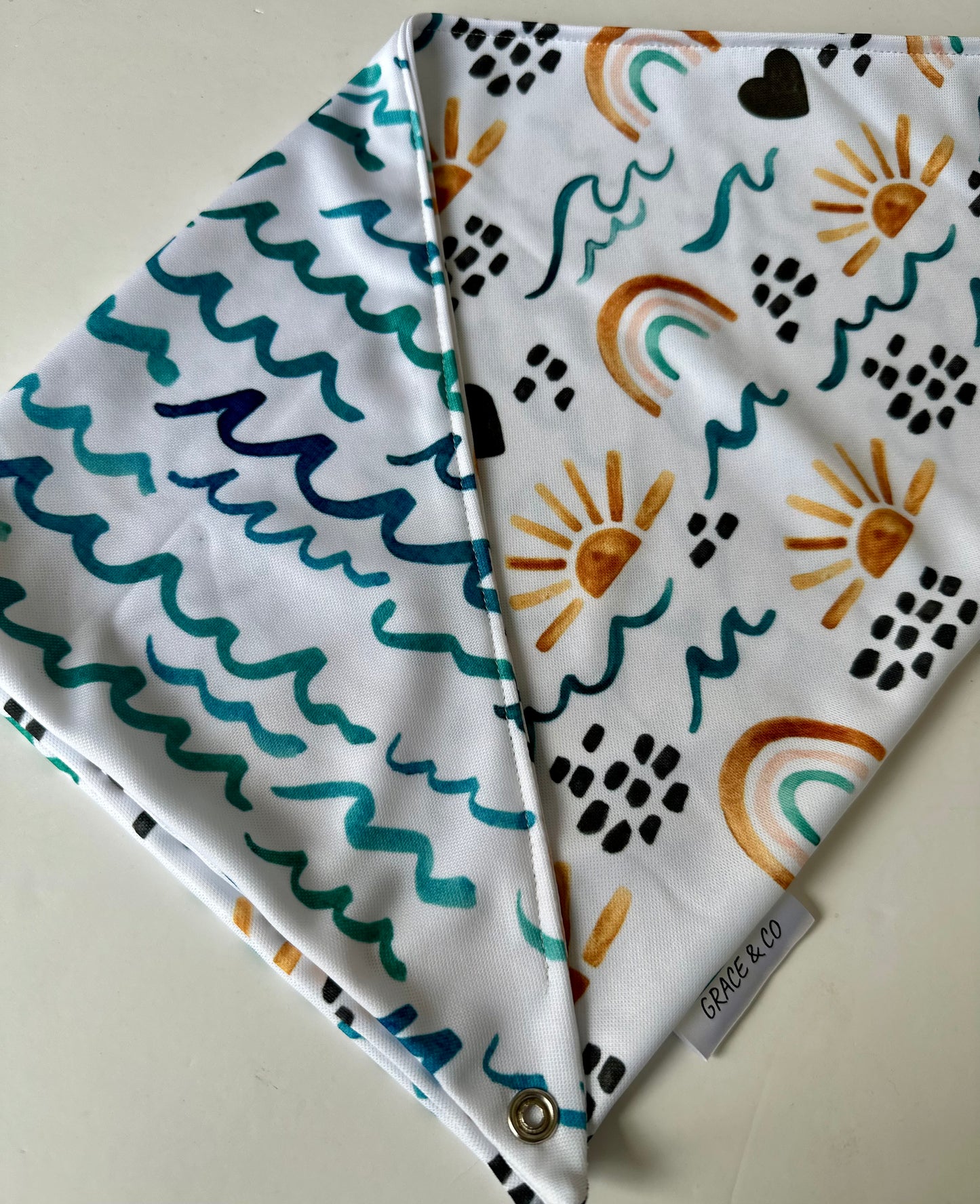 Meet Me At The Ocean, 2 in 1 dog bandana: water resistant