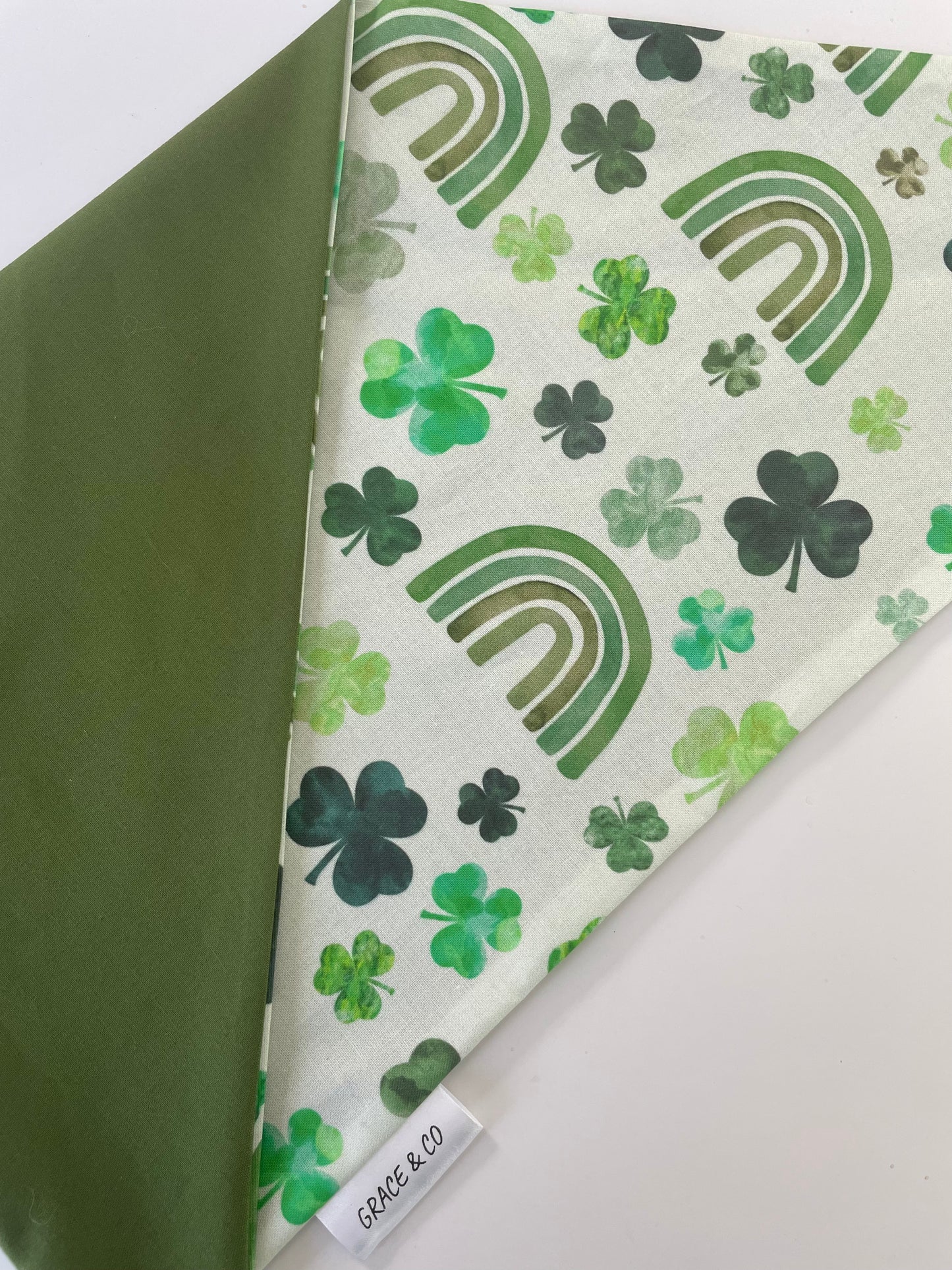 Rainbows & Lucky Clovers, Double Sided Bandana w/ Brass Snaps