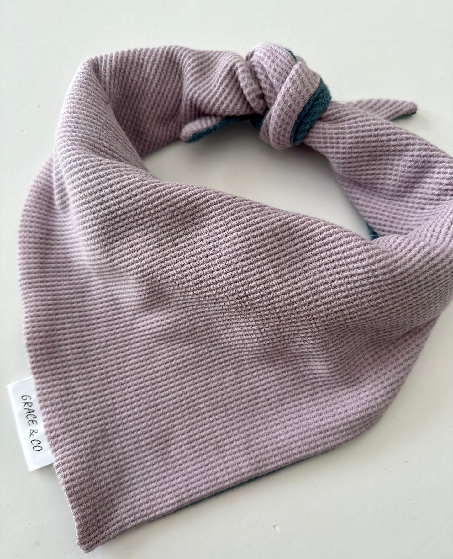 Baby Blue / Lavender Waffle Knit Bandana w/ Brass Snaps