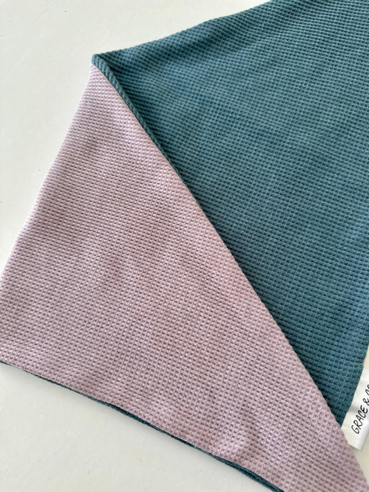 Baby Blue / Lavender Waffle Knit Bandana w/ Brass Snaps