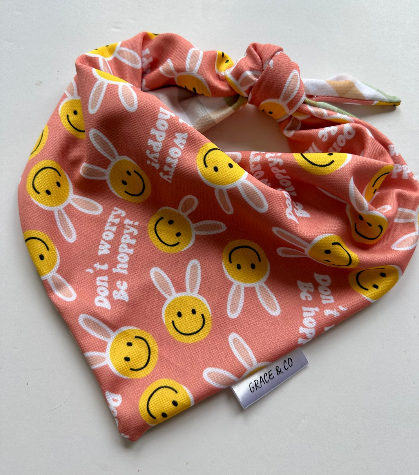 Don't Worry, Be Hoppy Double Sided Bandana w/ Brass Snaps