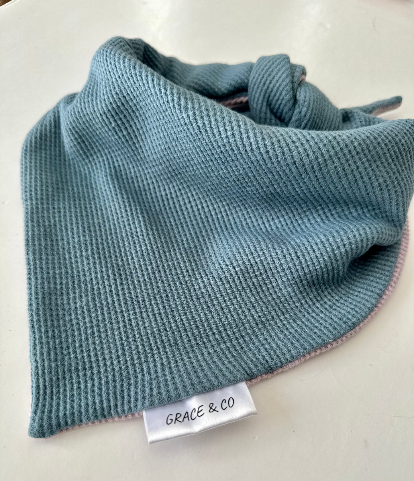 Baby Blue / Lavender Waffle Knit Bandana w/ Brass Snaps