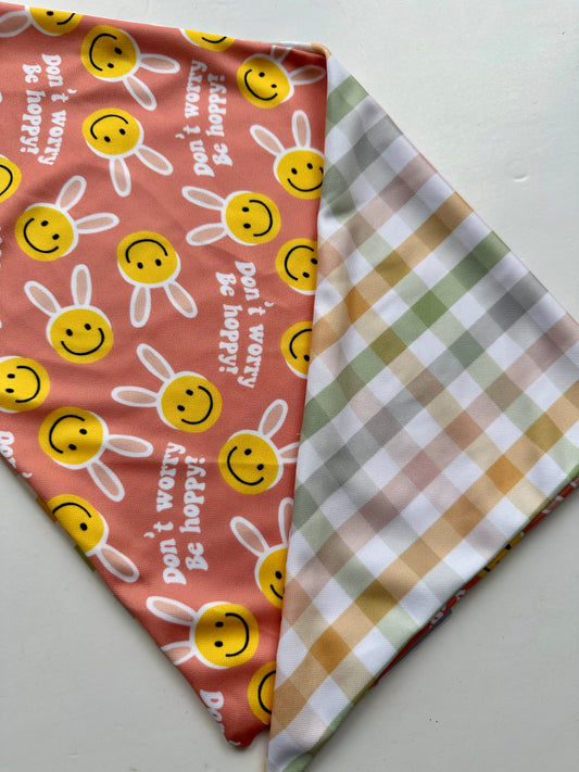 Don't Worry, Be Hoppy Double Sided Bandana w/ Brass Snaps