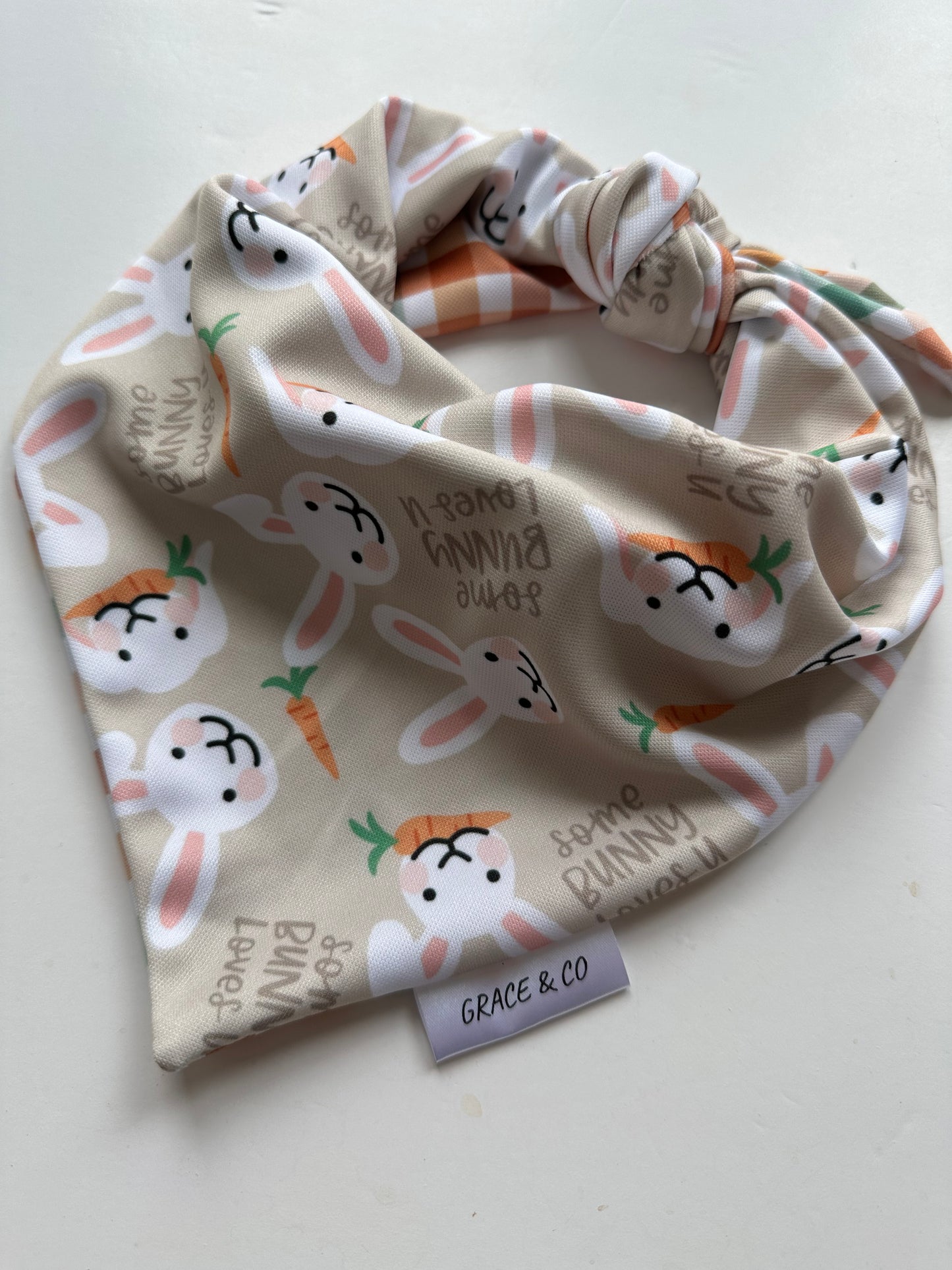 Some Bunny Loves You, Double Side Bandana w/ Brass Snaps