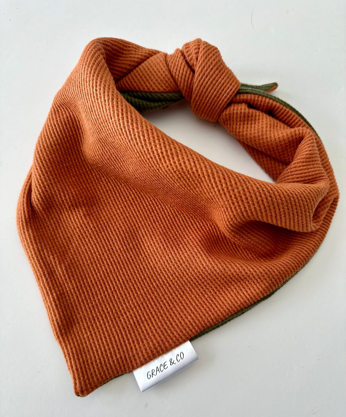 Forest Green / Hunting Orange Waffle Knit w/ Brass Snaps