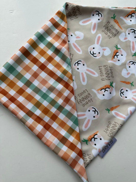 Some Bunny Loves You, Double Side Bandana w/ Brass Snaps