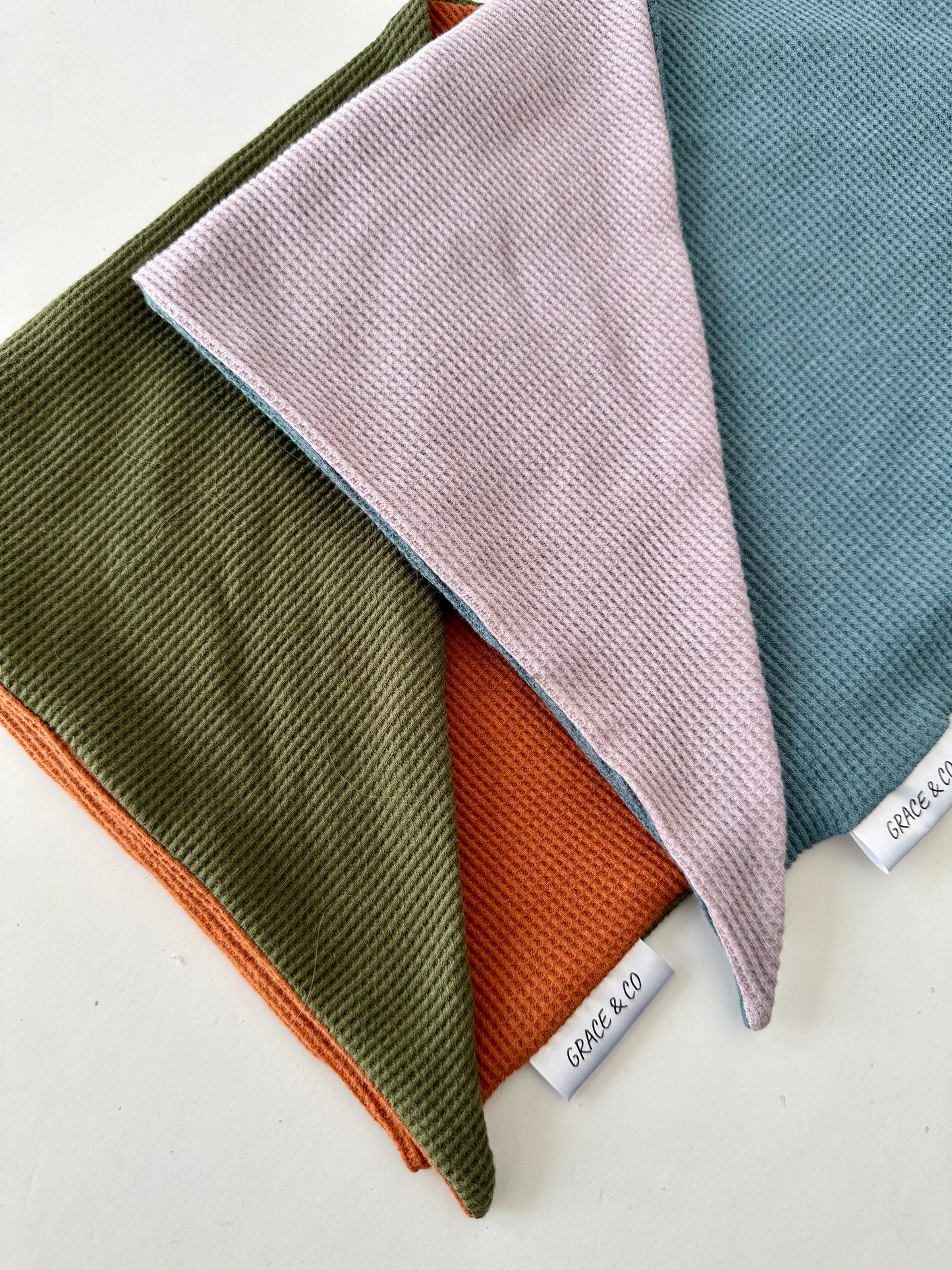 Baby Blue / Lavender Waffle Knit Bandana w/ Brass Snaps