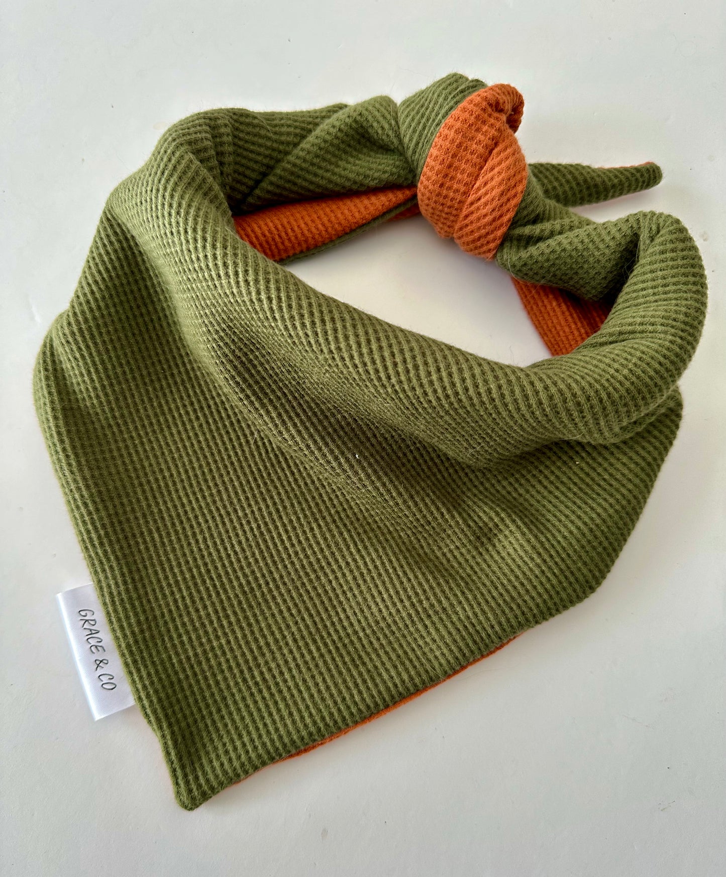 Forest Green / Hunting Orange Waffle Knit w/ Brass Snaps