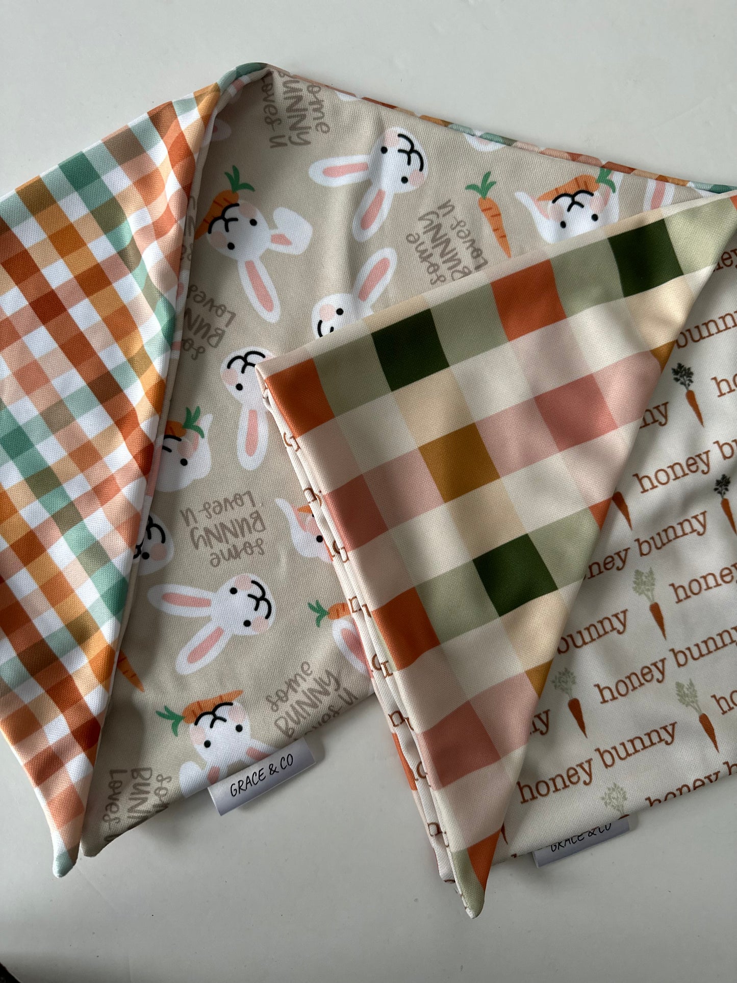 Some Bunny Loves You, Double Side Bandana w/ Brass Snaps