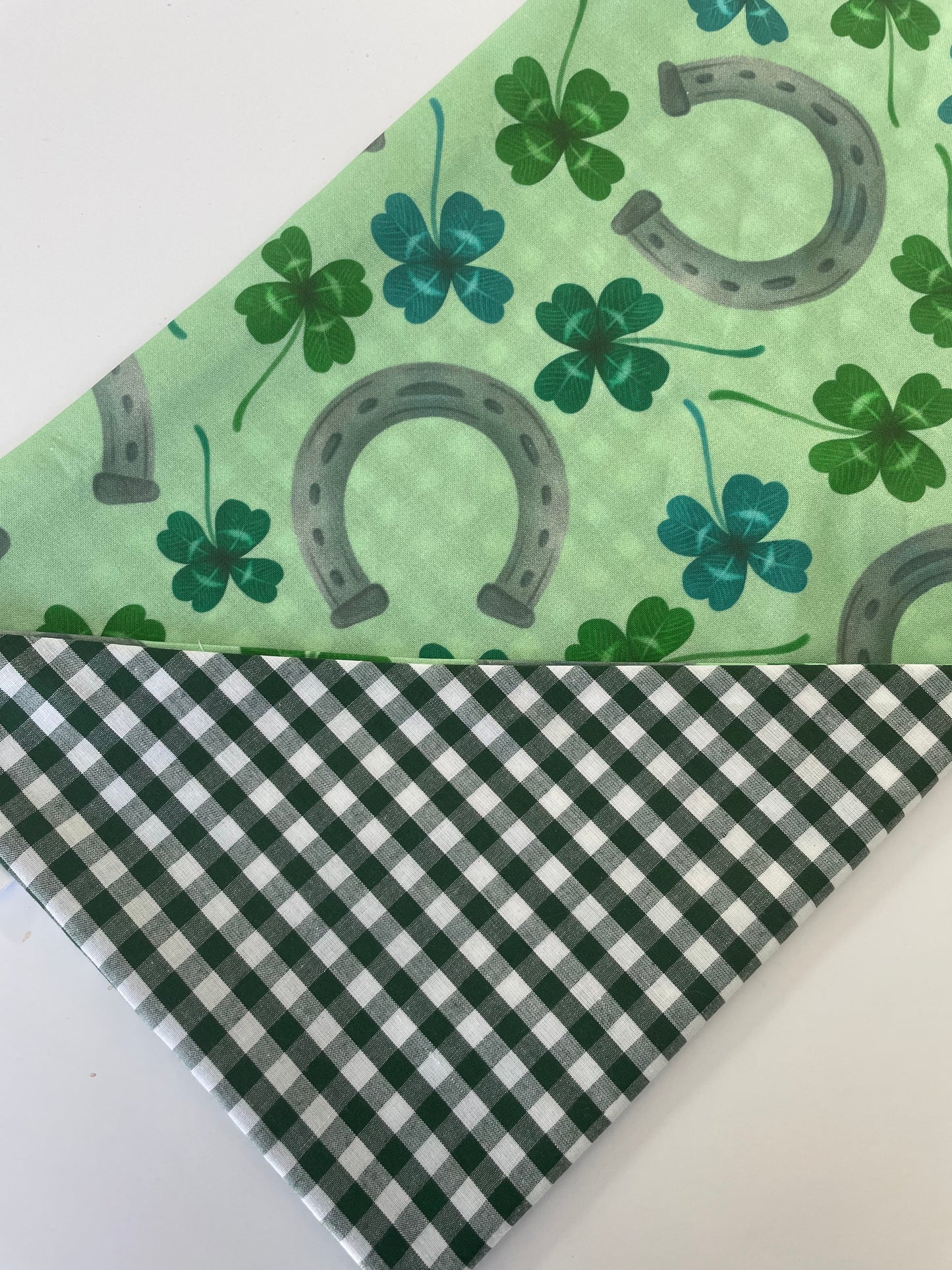 Lucky Horse Shoes, Double Sided Dog Bandana w/ Brass Snaps