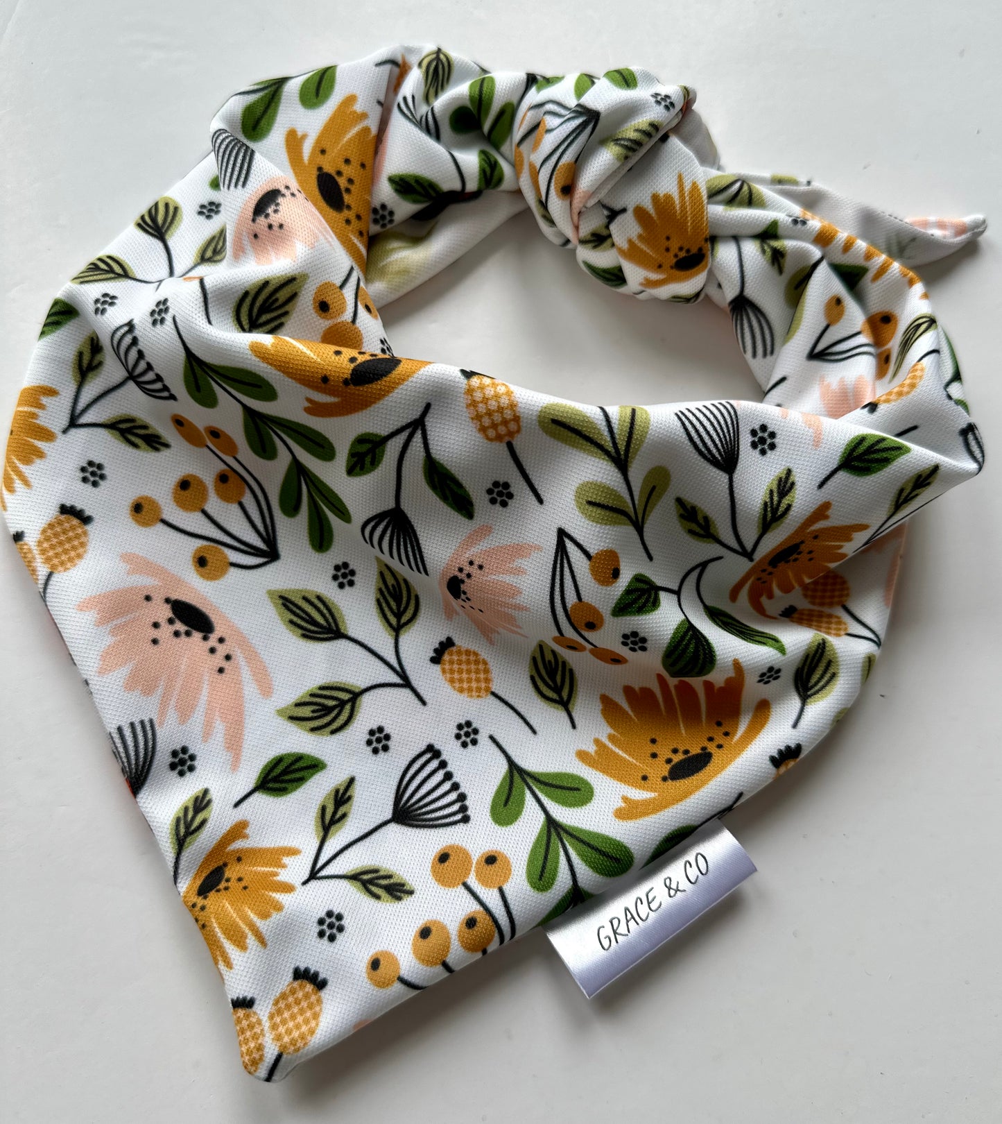 Spring Flowers and Butterflies, Double Sided Dog Bandana w/ Brass Snaps